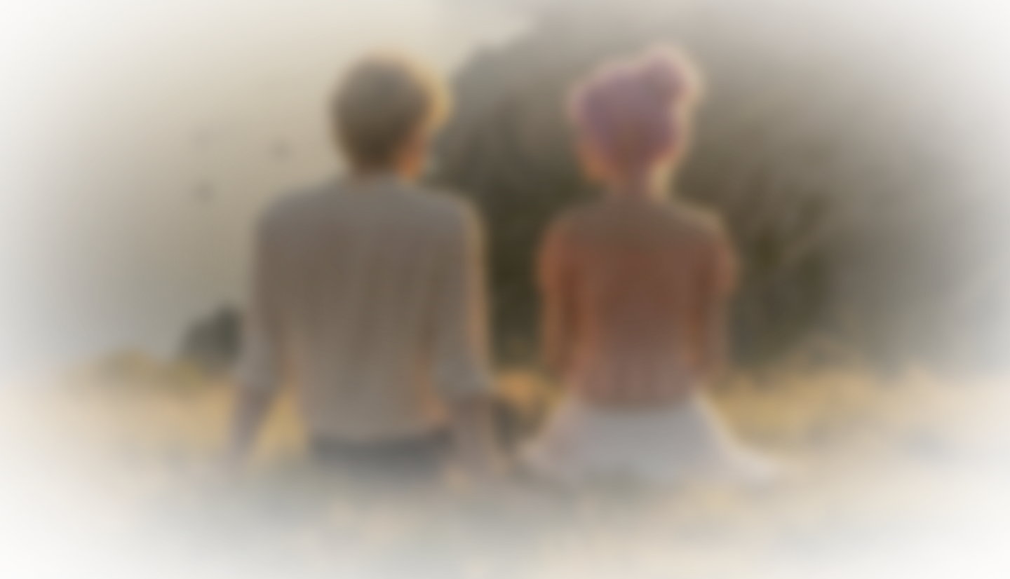 Avatars sitting together in a foggy atmosphere